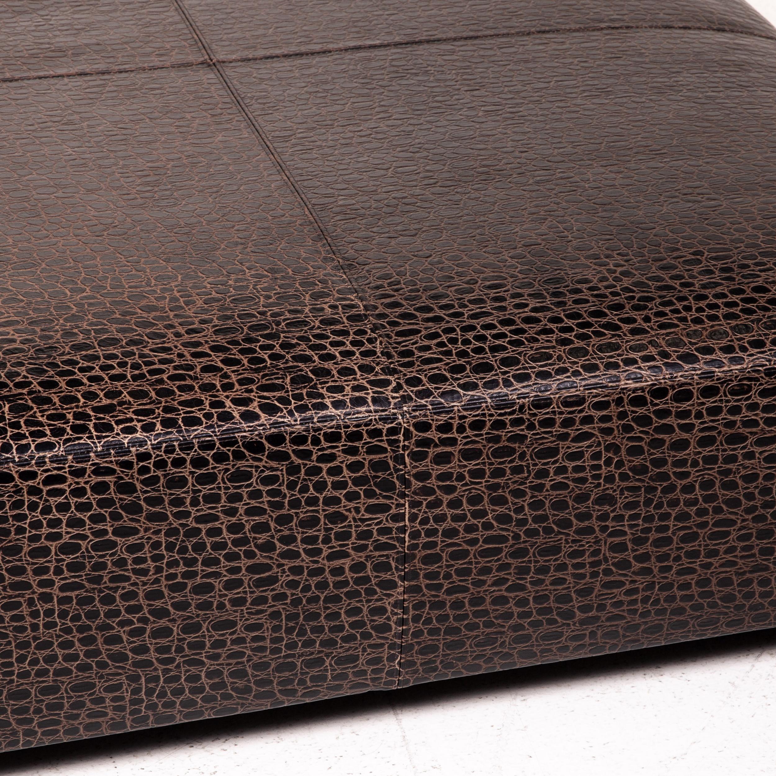 Modern Minotti Suitcase line Lede Stool Brown Dark Brown Ottoman