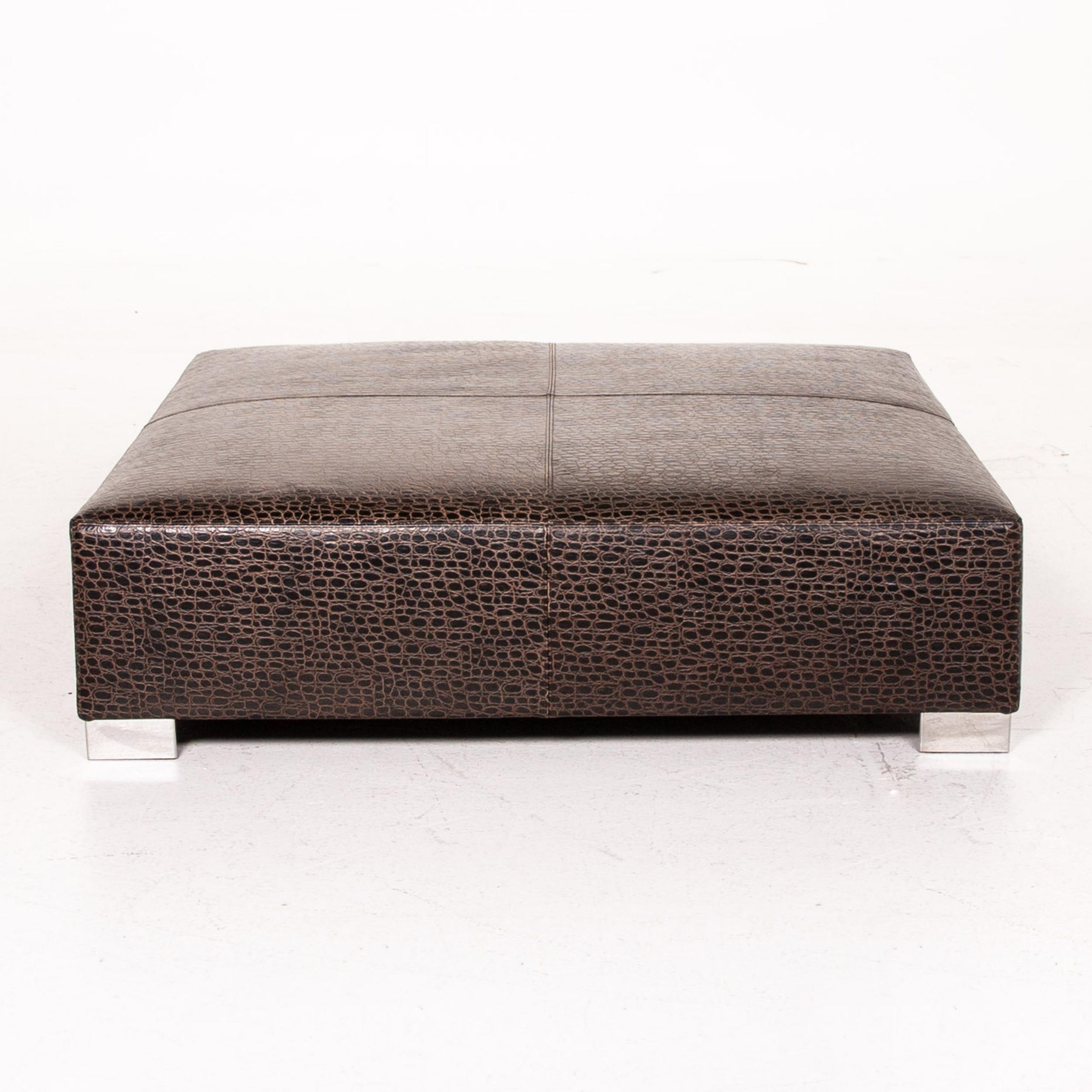 Contemporary Minotti Suitcase line Lede Stool Brown Dark Brown Ottoman