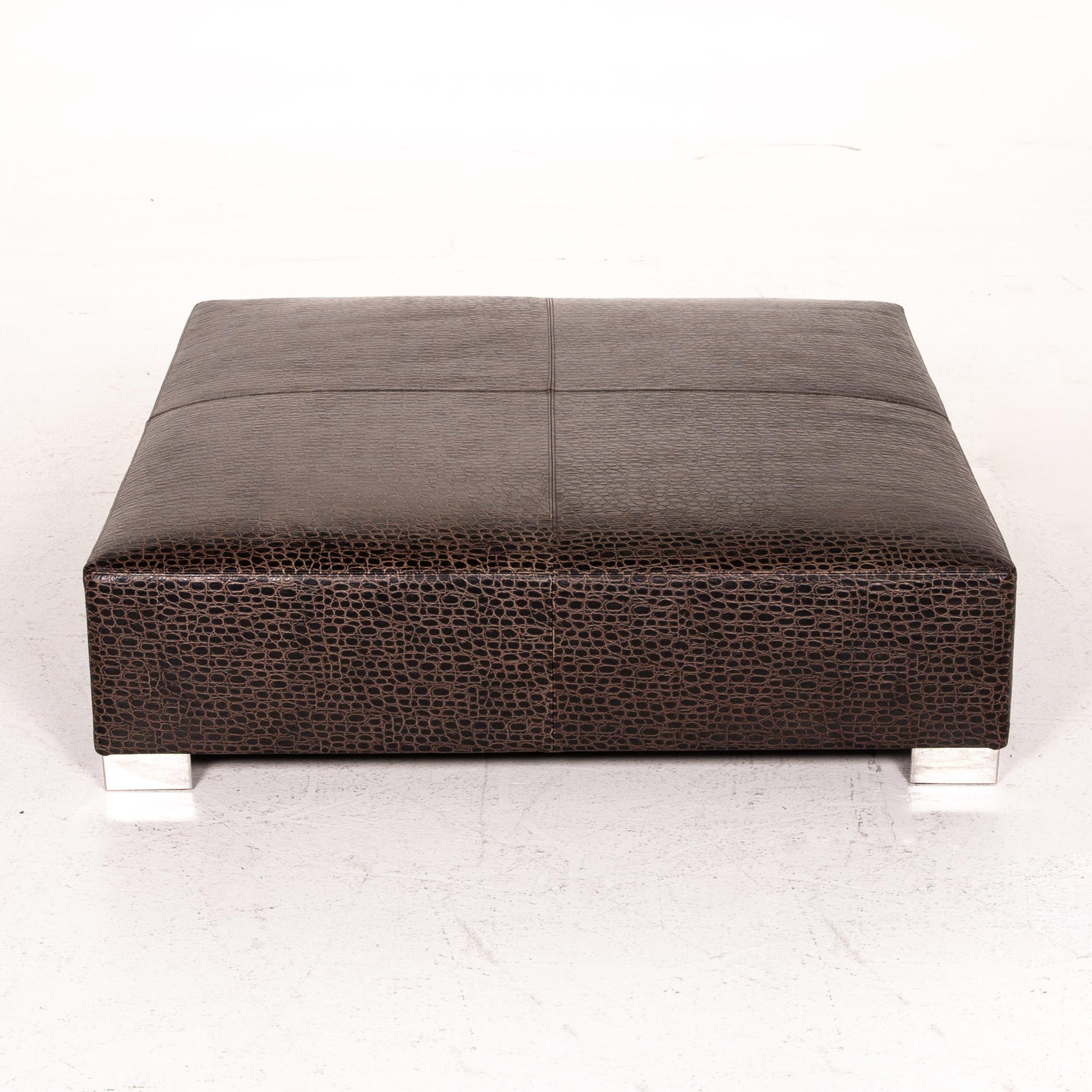 Leather Minotti Suitcase line Lede Stool Brown Dark Brown Ottoman