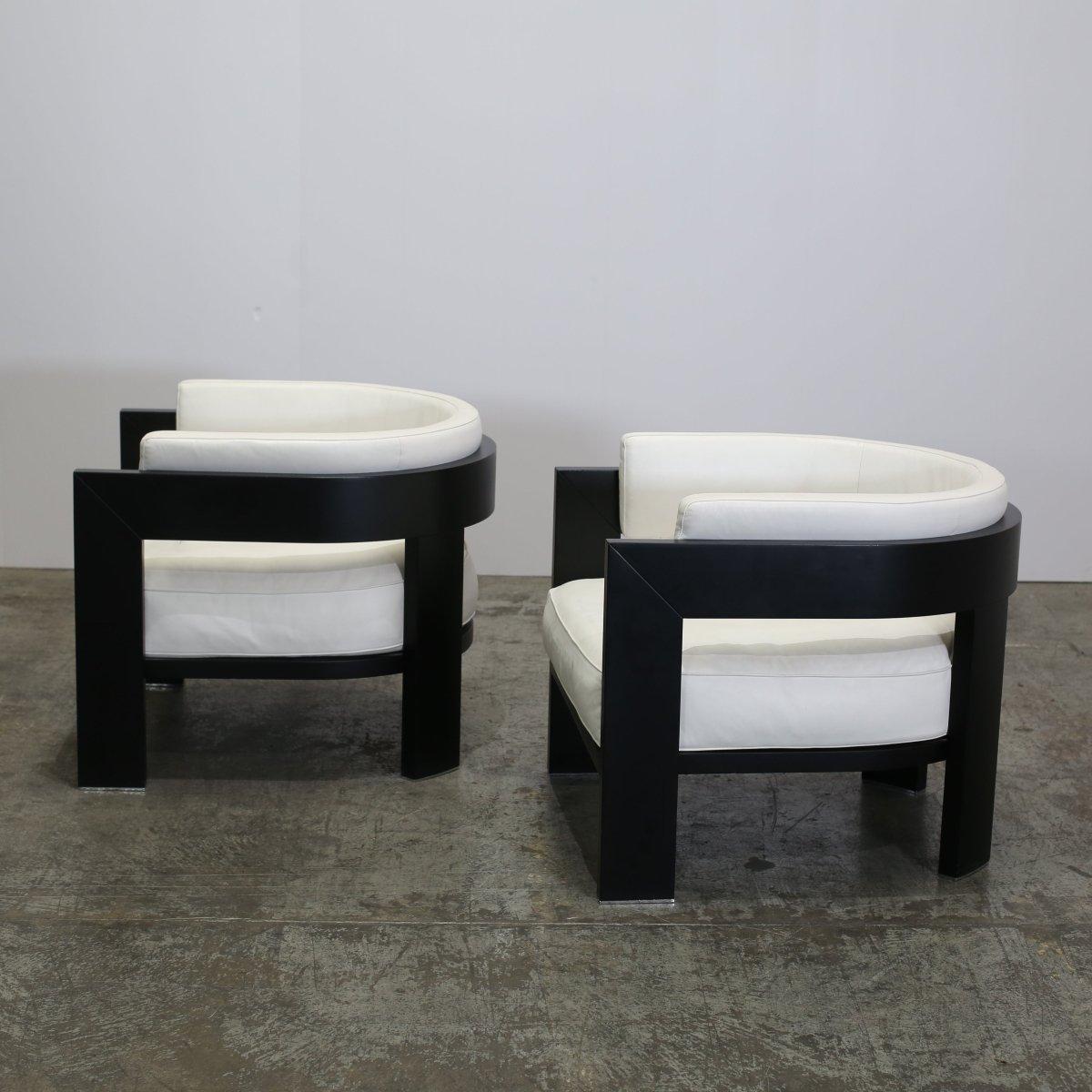 Modern Minotti Warhol Blac Lac Armchairs, Set of Two For Sale