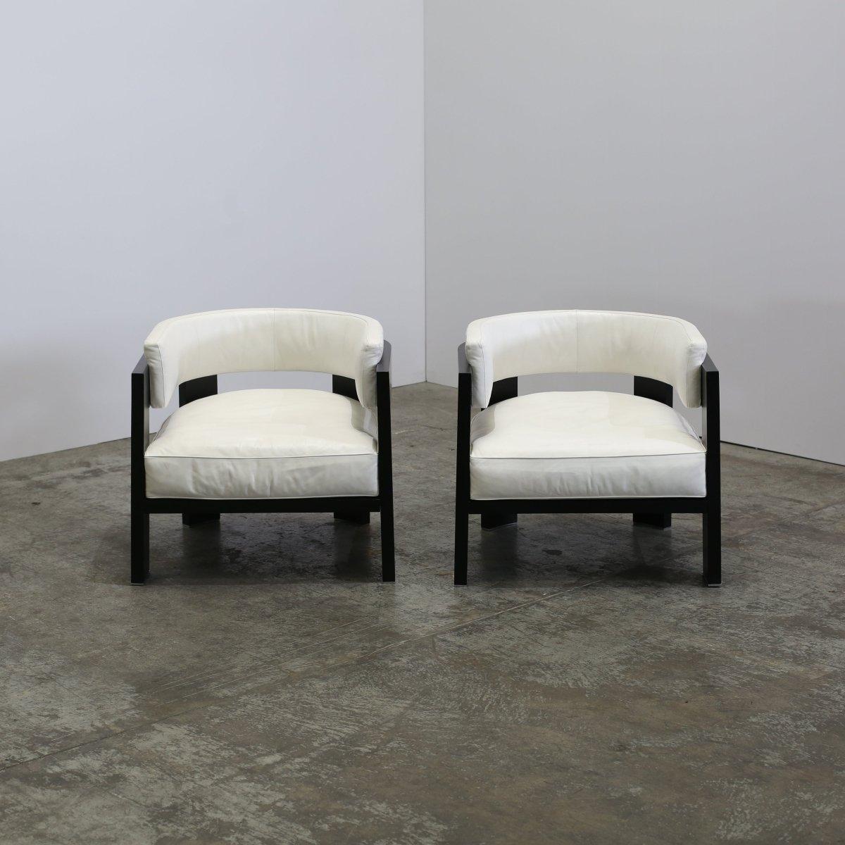 Wood Minotti Warhol Blac Lac Armchairs, Set of Two For Sale
