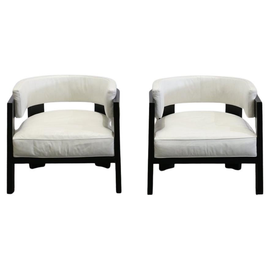 Minotti Warhol Blac Lac Armchairs, Set of Two For Sale