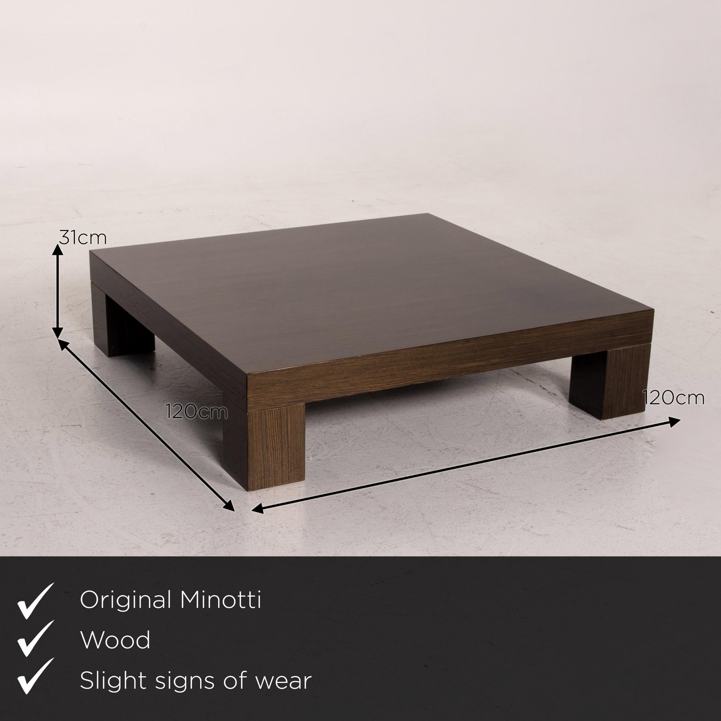 We present to you a Minotti wooden coffee table brown high gloss table.

Product measurements in centimeters:

Depth 120
Width 120
Height 31.







  