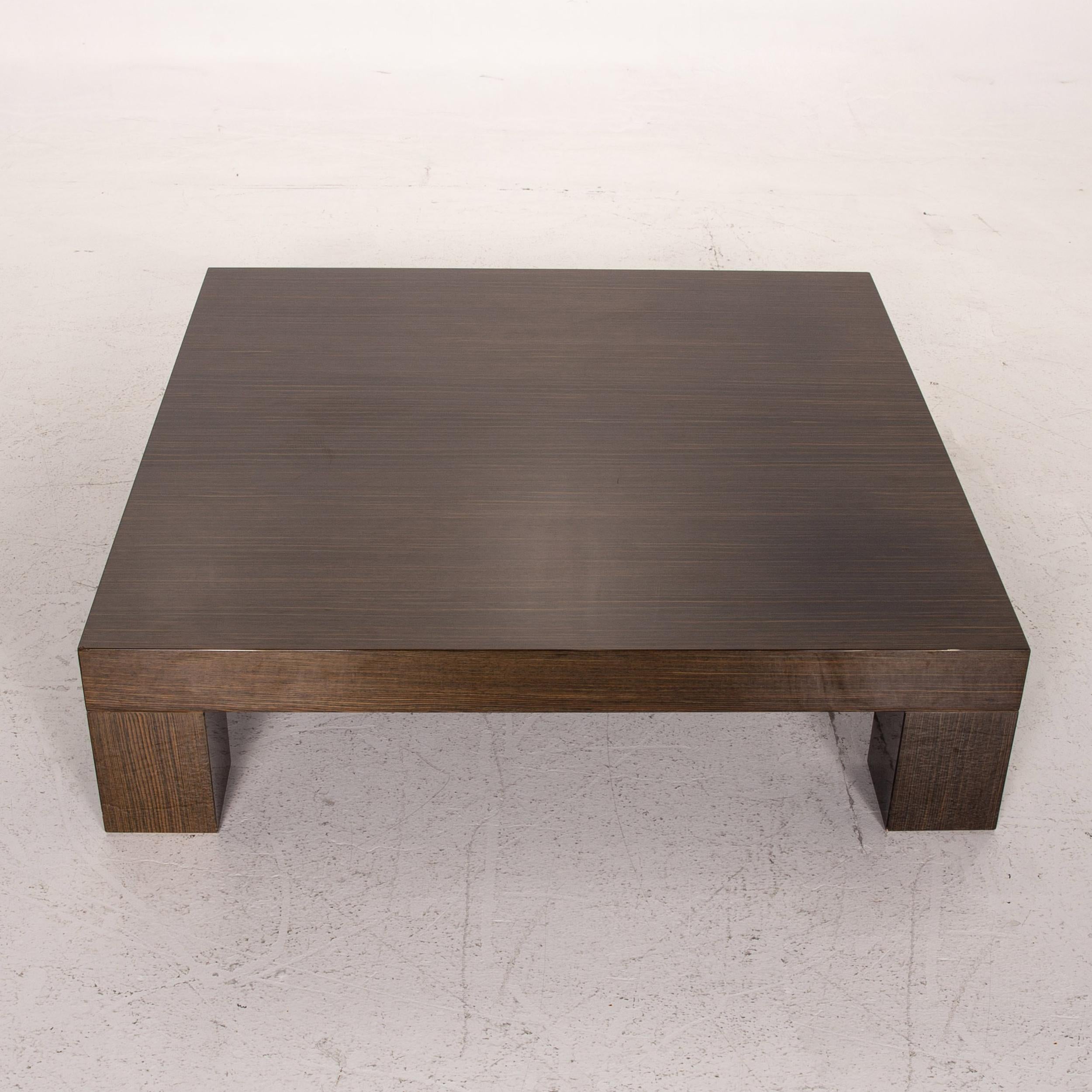 Contemporary Minotti Wooden Coffee Table Brown High Gloss Table For Sale