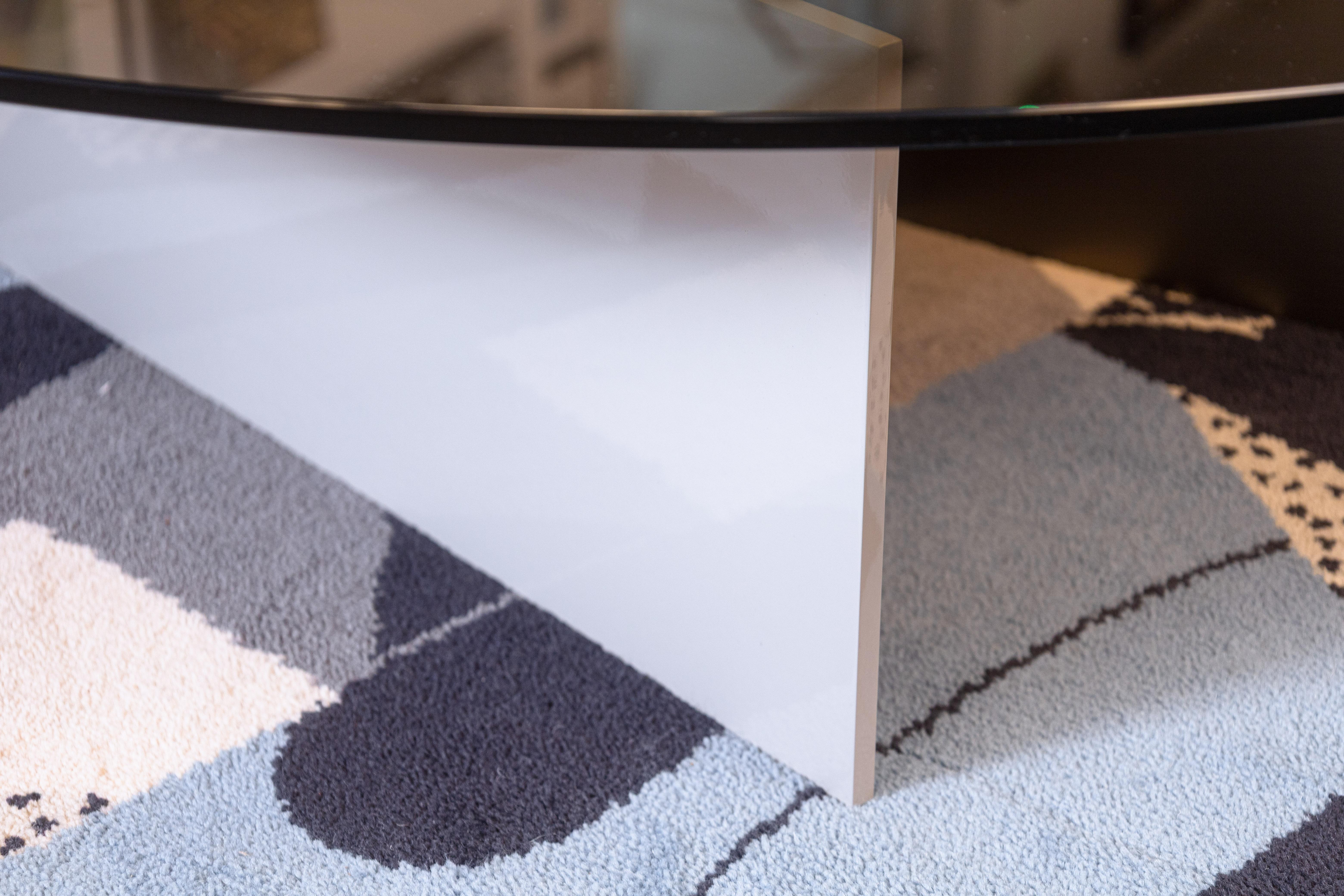 20ième siècle Table basse italienne Minotti x Rodolfo Dordoni Bender en acier et verre fumé en vente