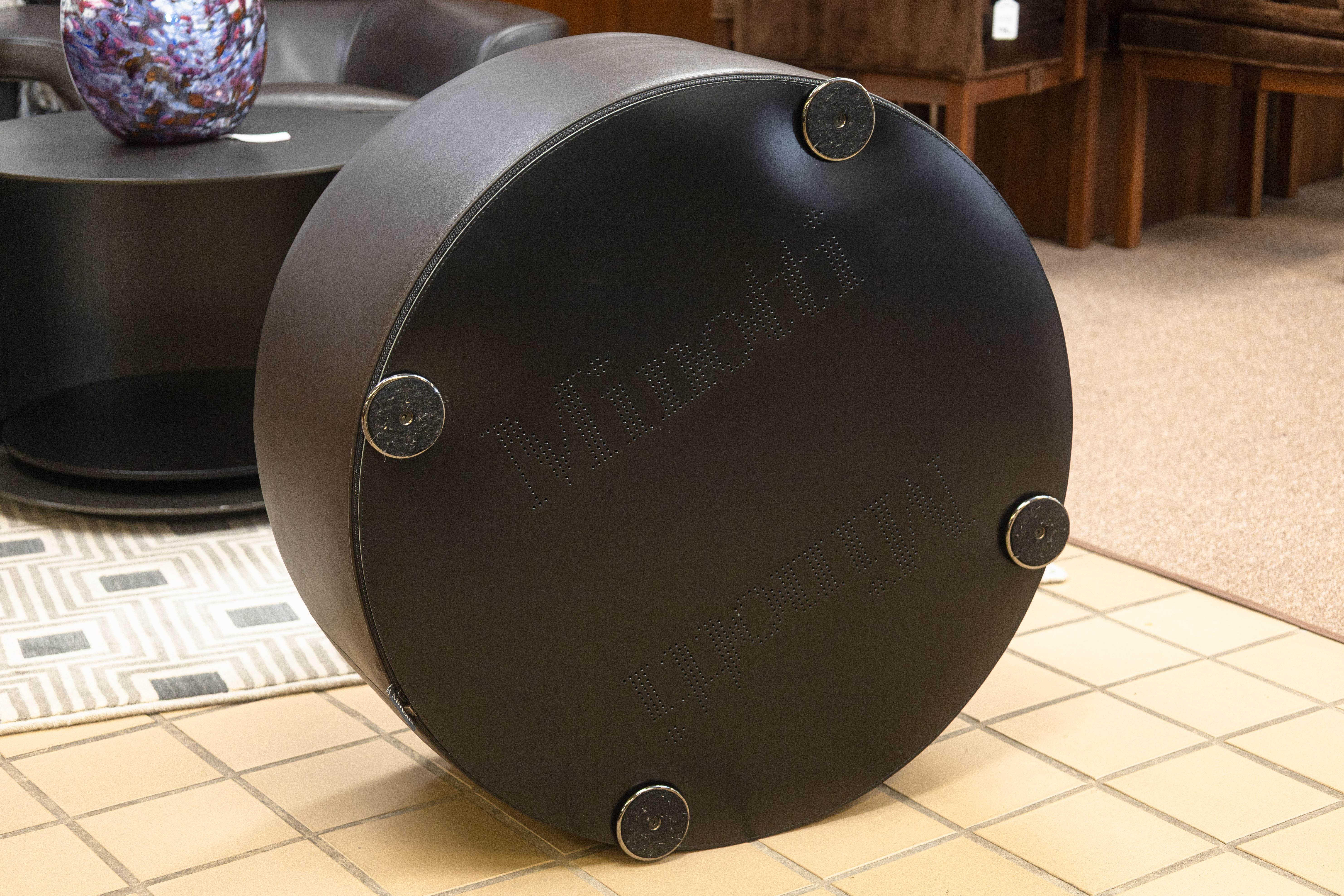 XX secolo Minotti x Rodolfo Dordoni Davis - Pouf contemporaneo in pelle marrone scuro in vendita