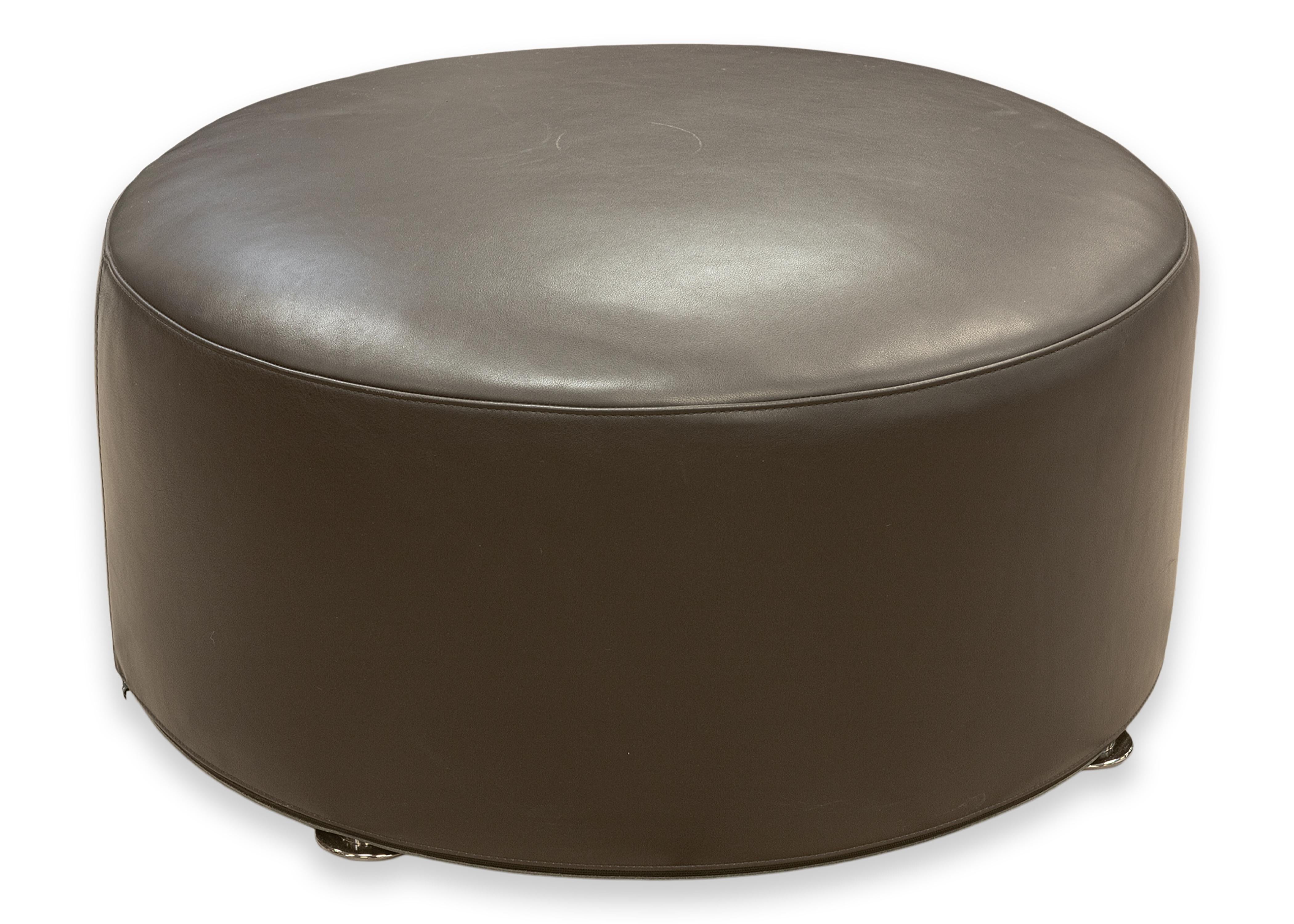 Pelle Minotti x Rodolfo Dordoni Davis - Pouf contemporaneo in pelle marrone scuro in vendita