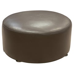 Minotti x Rodolfo Dordoni Ottoman contemporain italien en cuir brun foncé