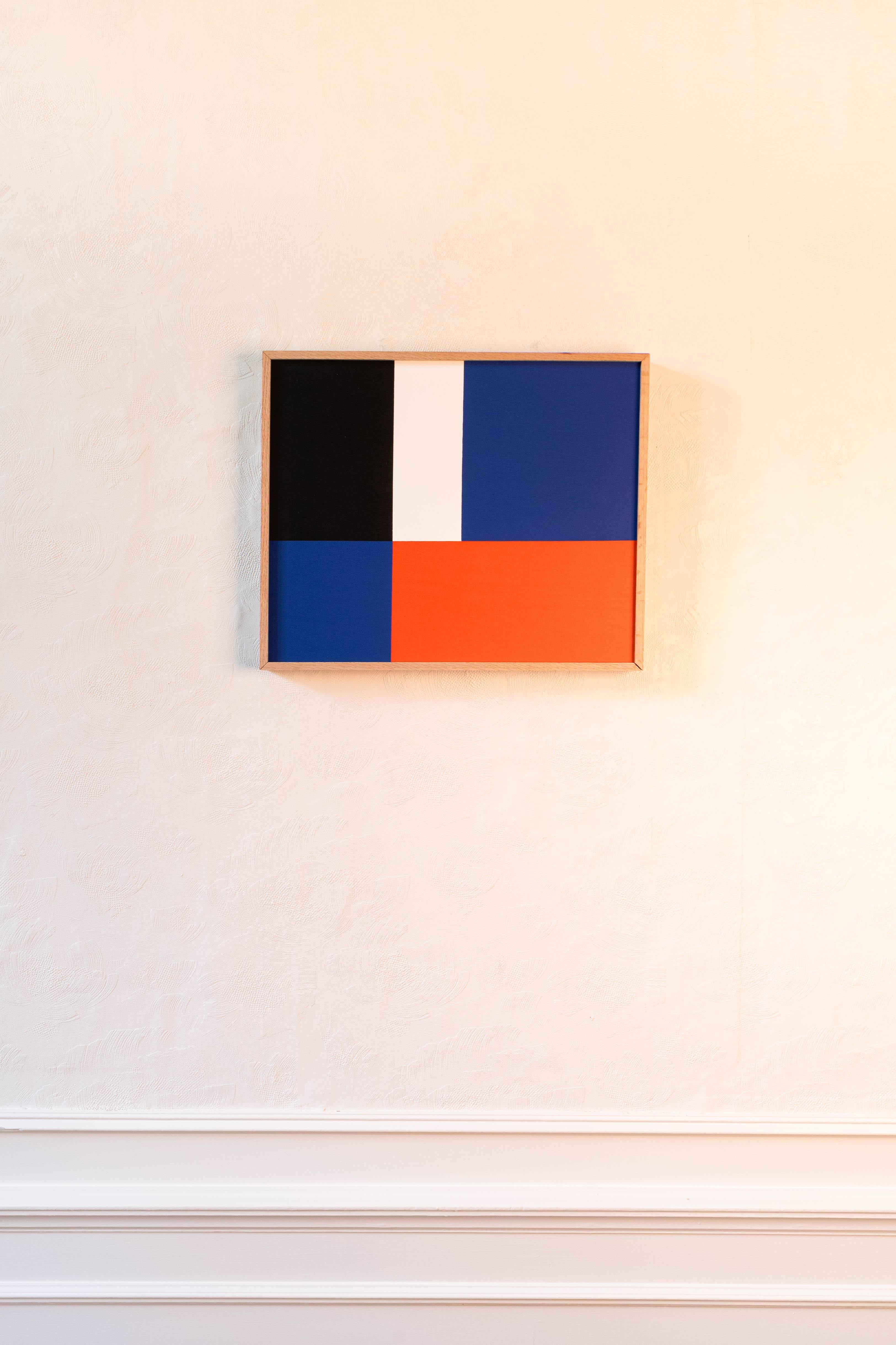 Modularis (pittura astratta, acrilico su legno, pannelli scorrevoli) - Painting di Minou Delcamposanto