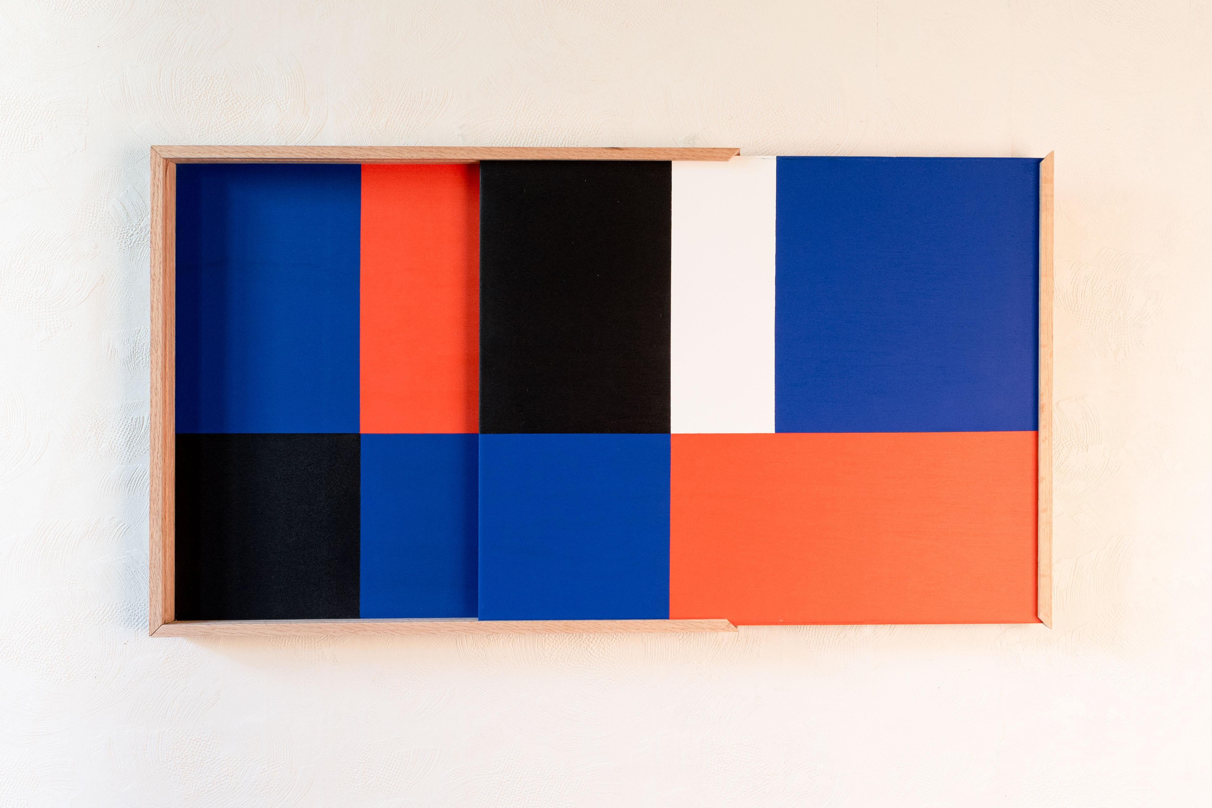 Modularis (pittura astratta, acrilico su legno, pannelli scorrevoli) in vendita 2
