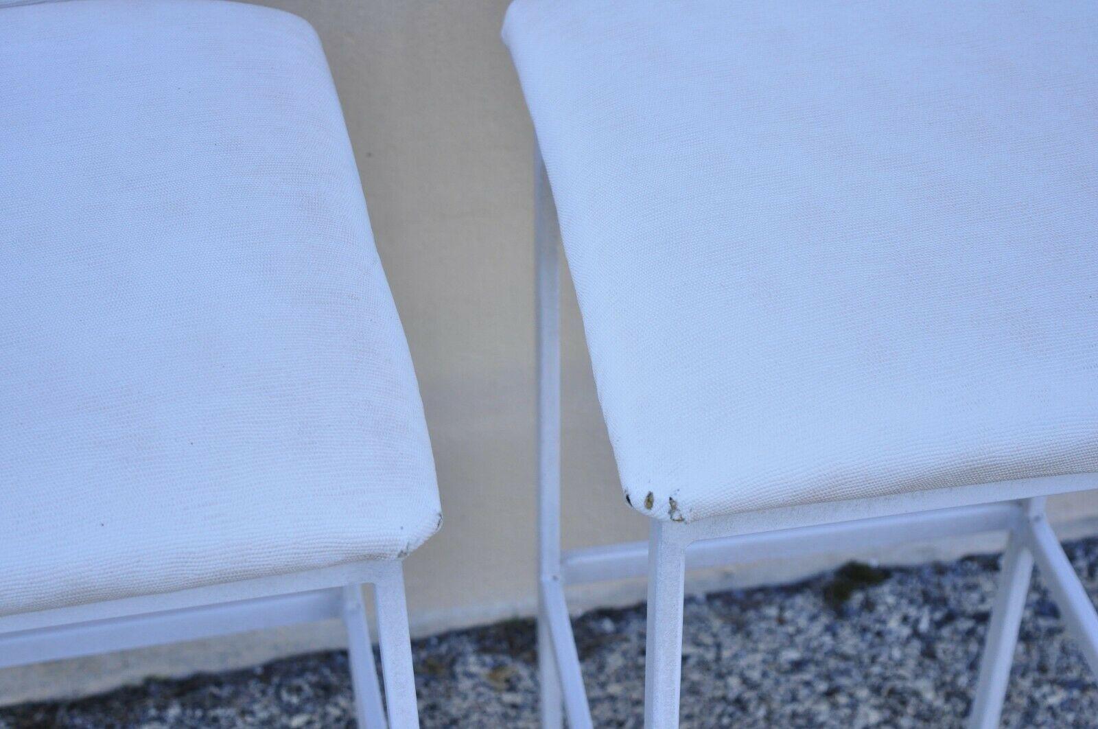 20th Century Minson Ent. Contemporary Modern White Metal Sculpted Barstools Chair - Set of 4 For Sale