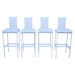 Minson Ent. Contemporary Modern White Metal Sculpted Barstools Chair - Set of 4