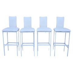 Vintage Minson Ent. Contemporary Modern White Metal Sculpted Barstools Chair - Set of 4