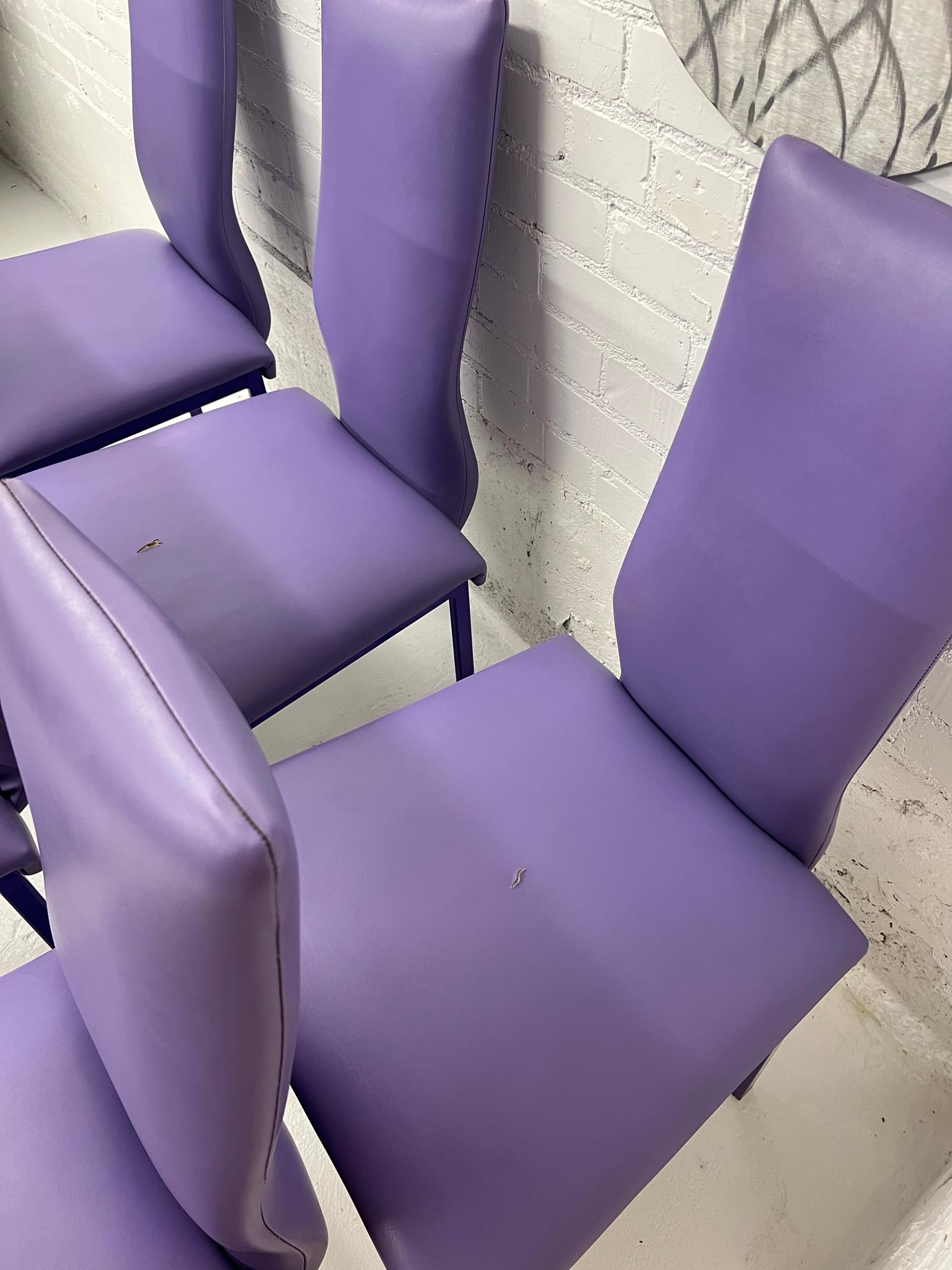 Minson Corp. Postmodern Sculptural Lavender Purple Chairs - Set of 6 For Sale 1