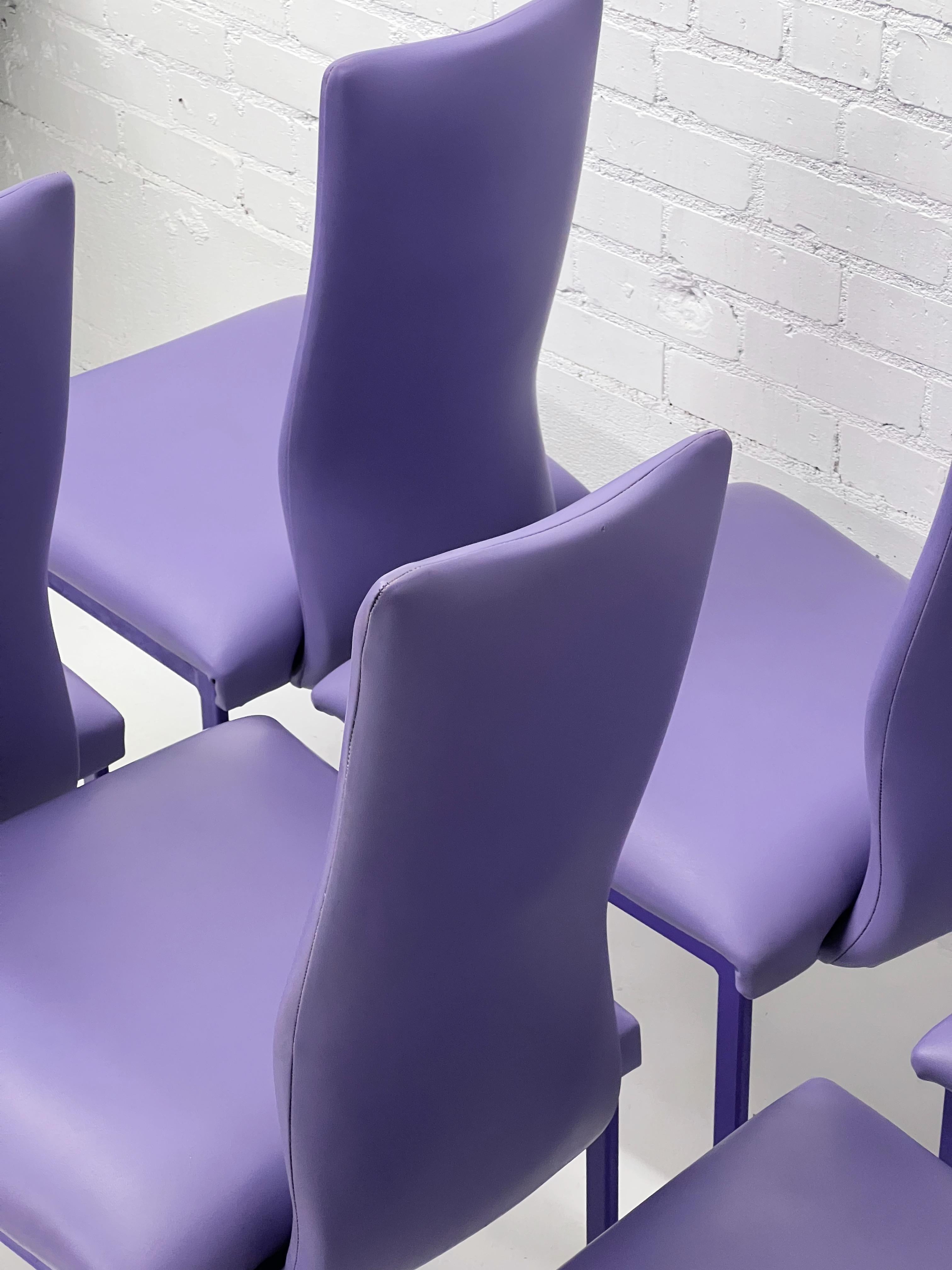 Minson Corp. Postmodern Sculptural Lavender Purple Chairs - Set of 6 In Fair Condition For Sale In Glendale, AZ
