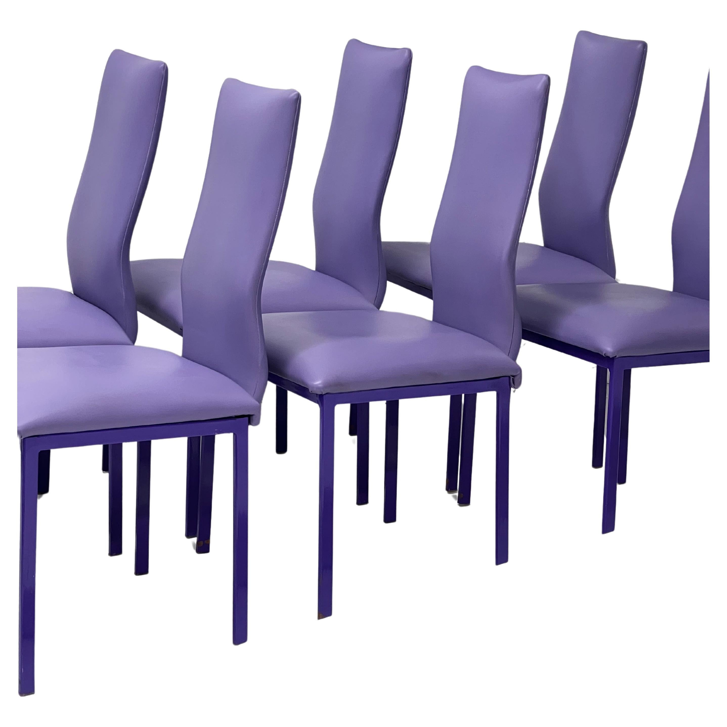 Minson Corp. Postmodern Sculptural Lavender Purple Chairs - Set of 6 For Sale