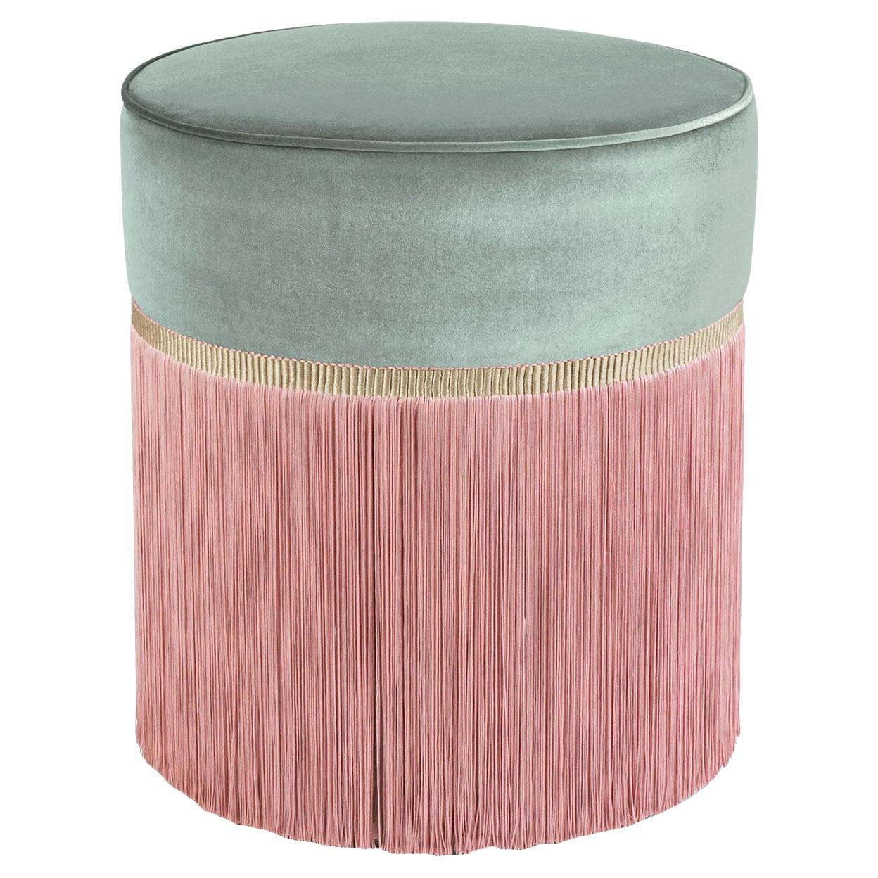 Couture Geometrischer Bicolor-Hocker in Mint und Rosa