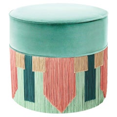 Mint and Pink Couture Geometric Tie Pouf