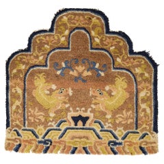 Couvercle de dos trône impérial chinois Ningxia antique en menthe avec chiens de lion