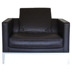 Mint B&B Italia “Simplice” Large Armchair in “Gamma” Dark-Brown Leather