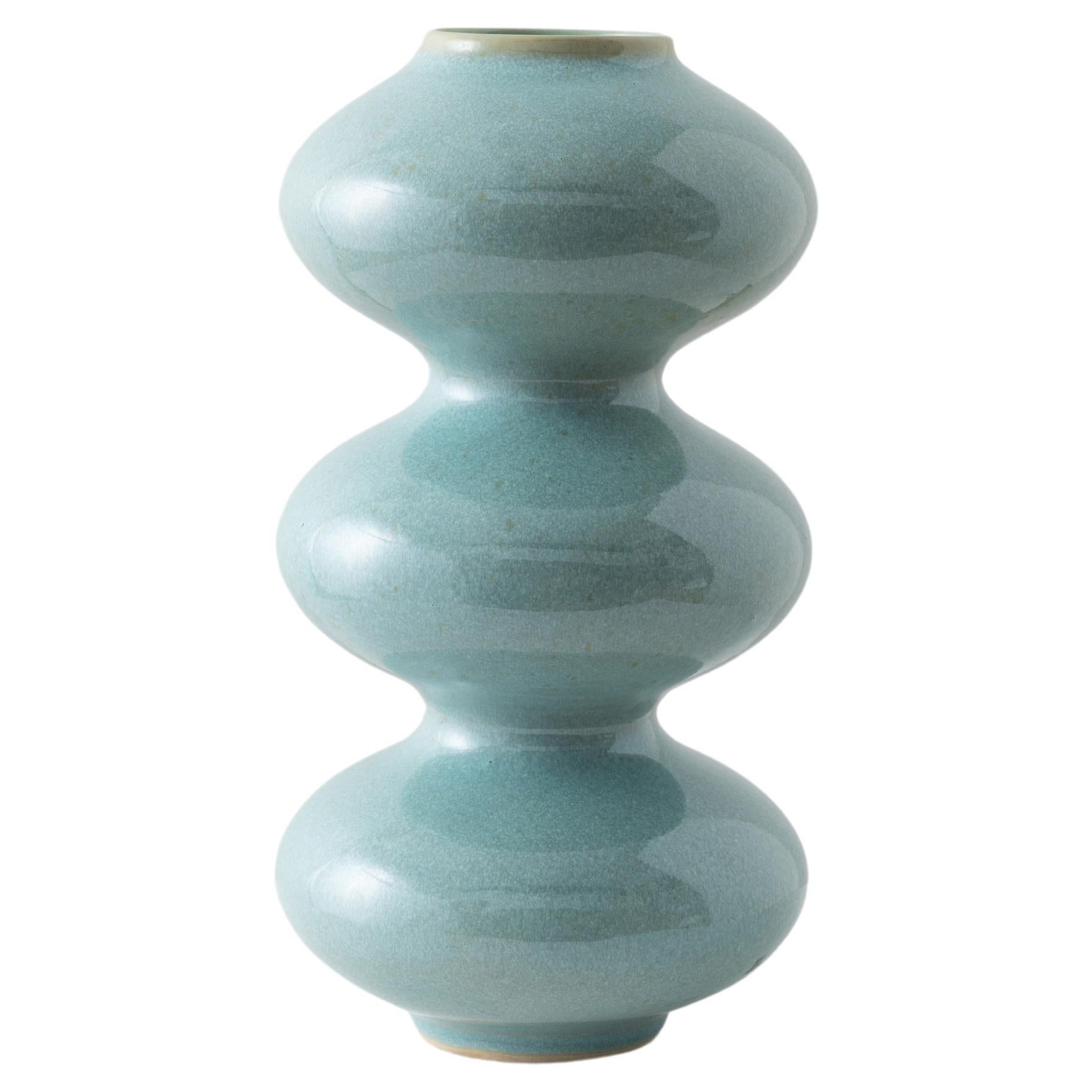 Mint Blue Wave Form Vase by Forma Rosa Studio