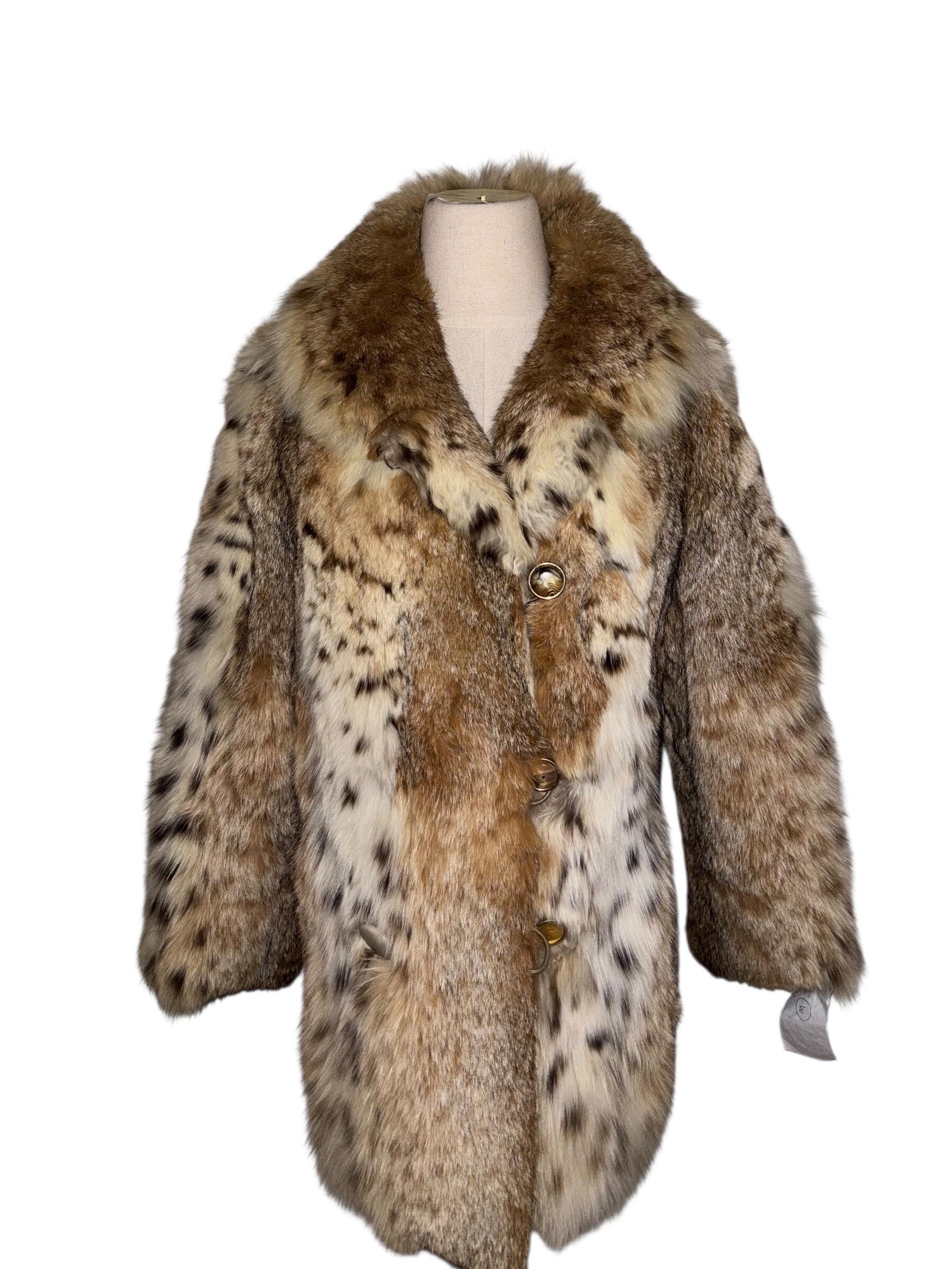 Mint bobcat lynx fur coat size 4-6