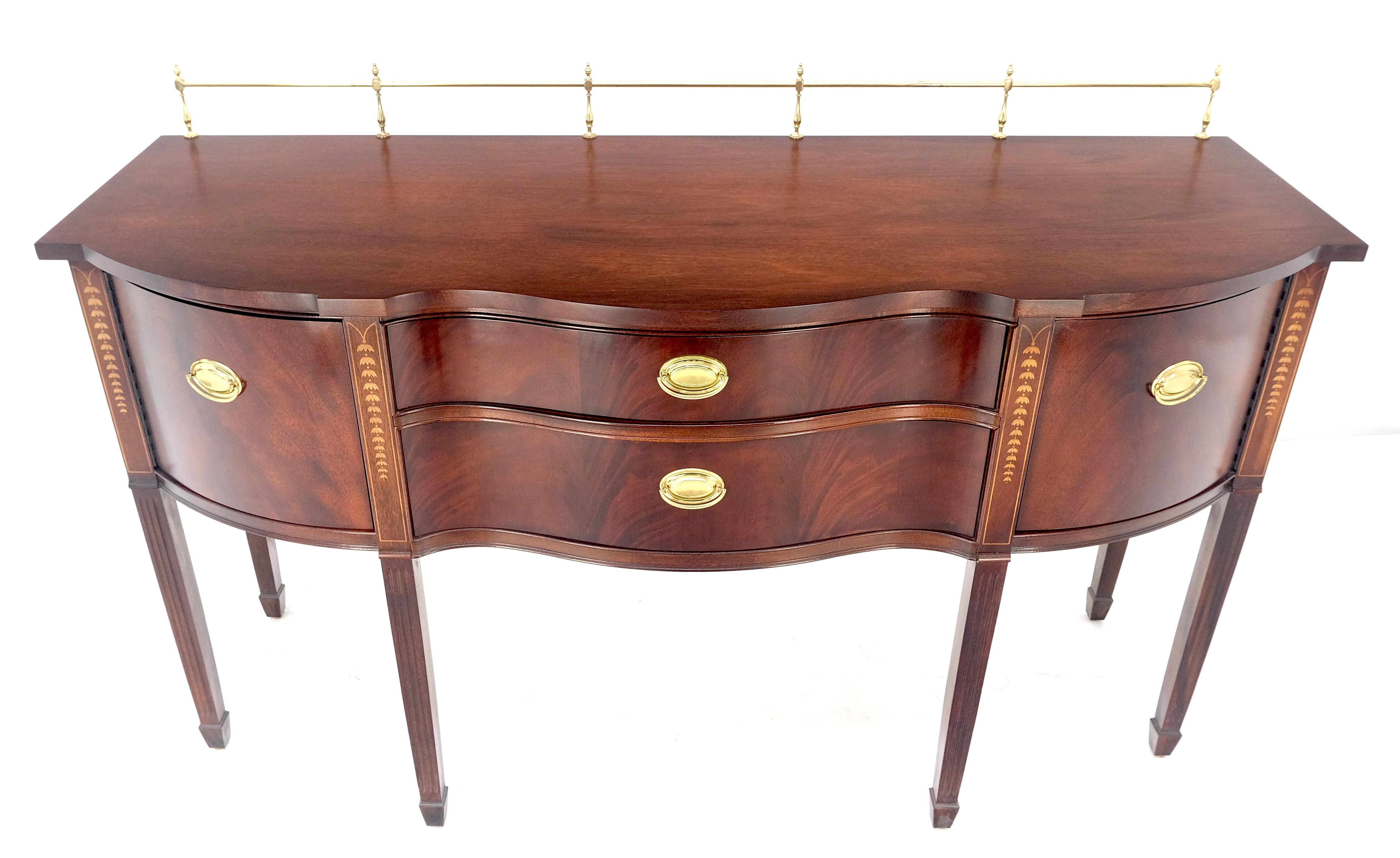 MINT Brass Gallery Crotch Mahogany Serpentine Front Federal Sideboard Thomasville