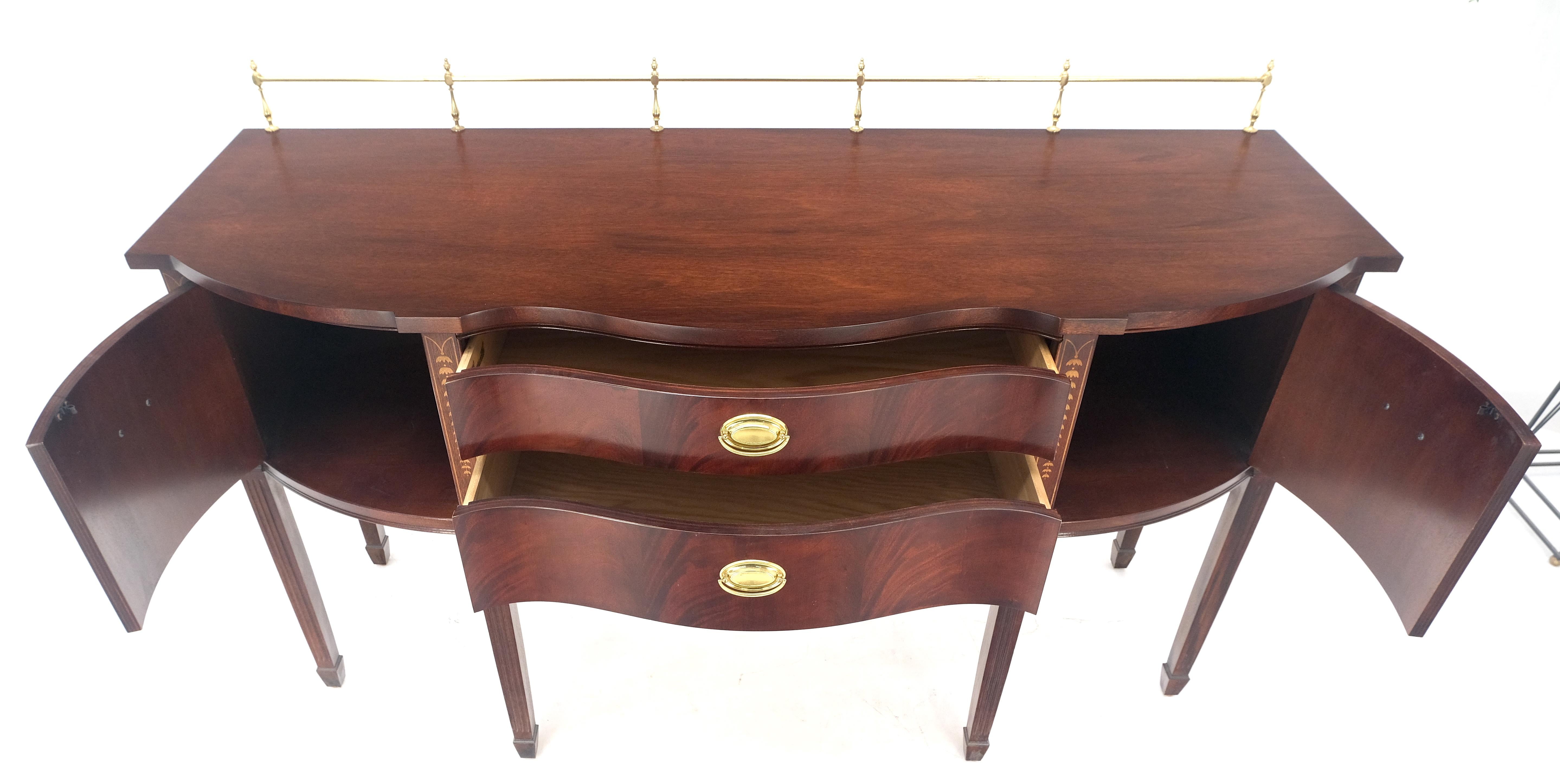 American MINT Brass Gallery Crotch Mahogany Serpentine Front Federal Sideboard Thomasvill For Sale