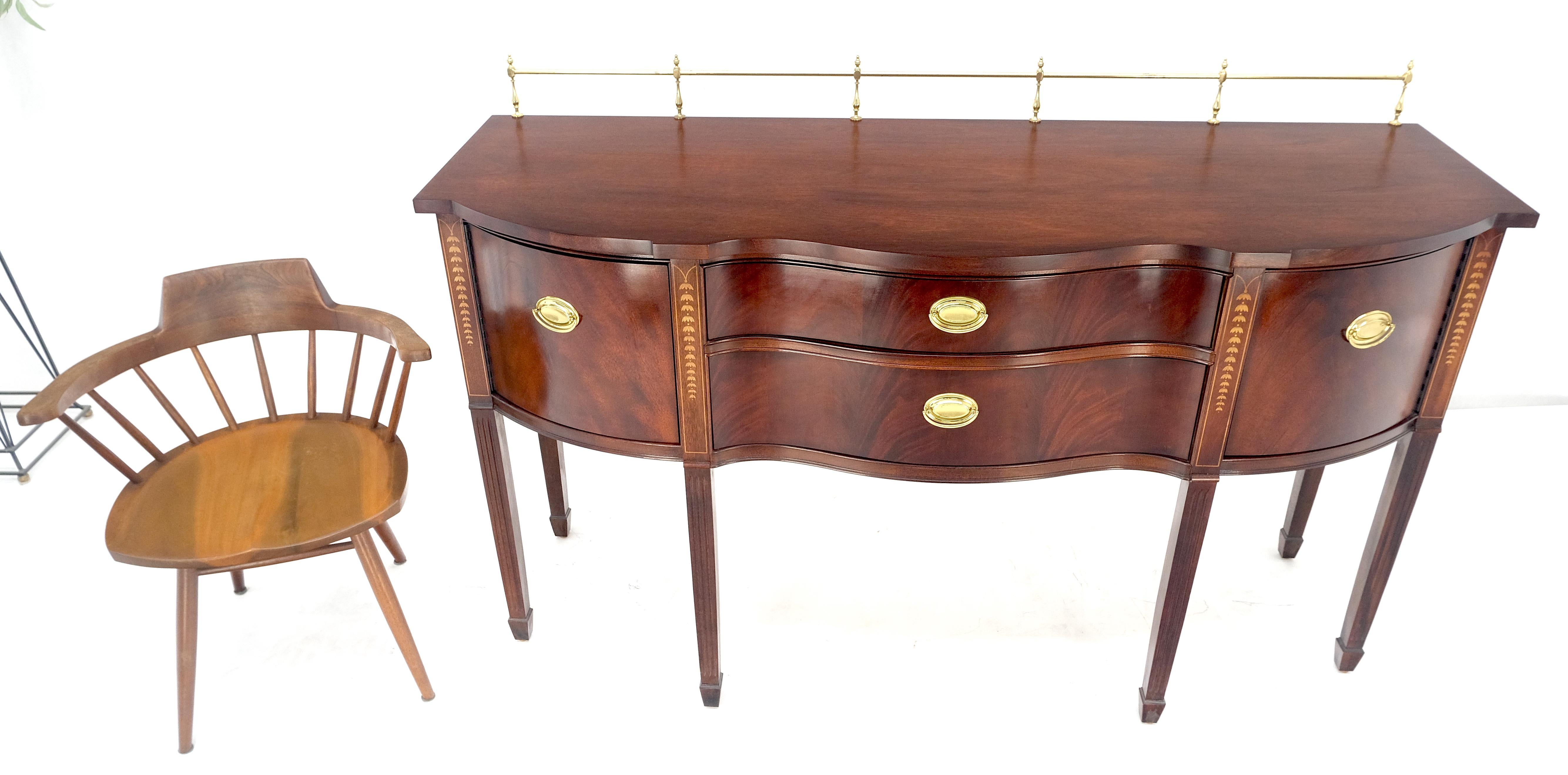 Lacquered MINT Brass Gallery Crotch Mahogany Serpentine Front Federal Sideboard Thomasvill For Sale