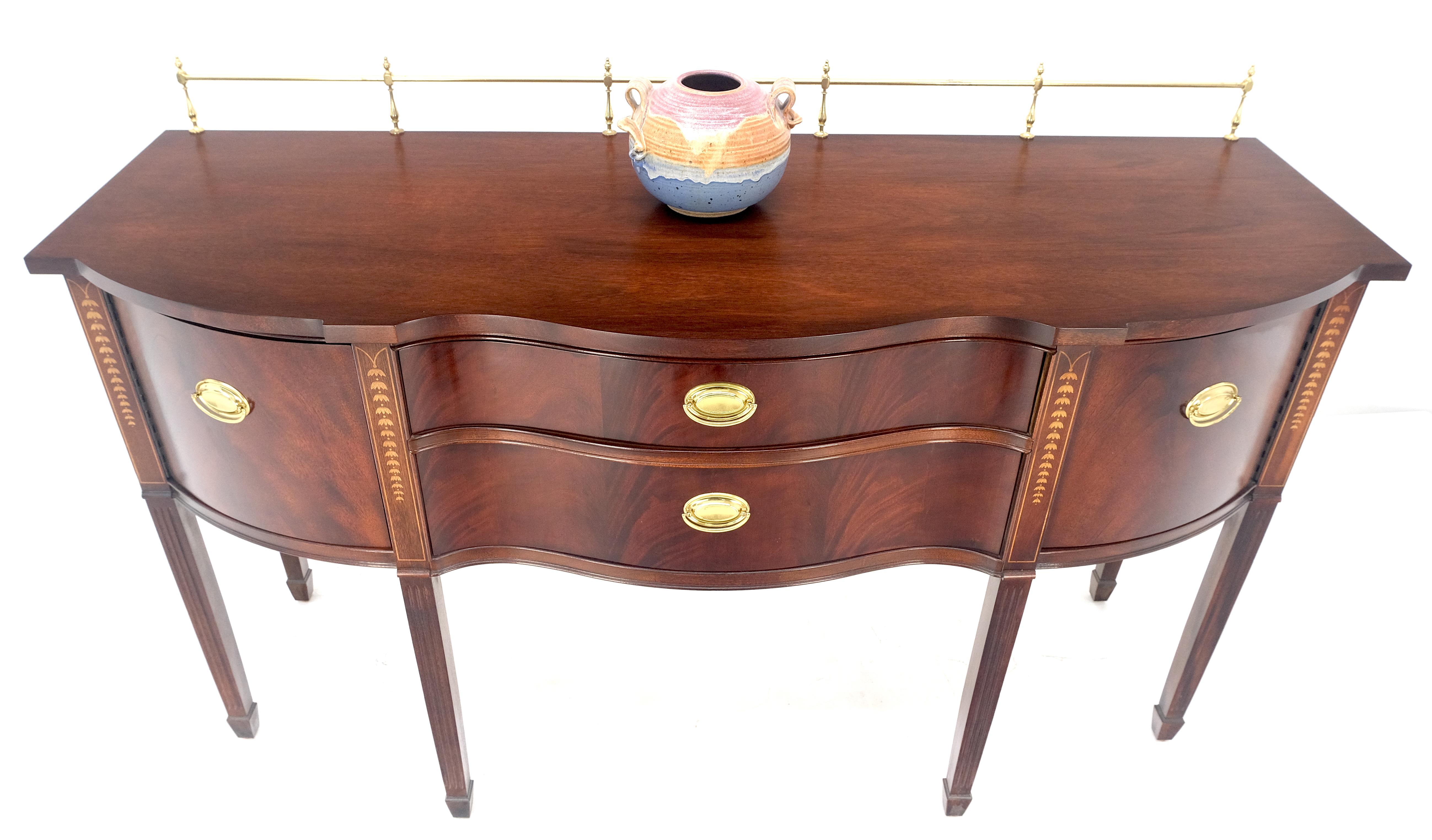20th Century MINT Brass Gallery Crotch Mahogany Serpentine Front Federal Sideboard Thomasvill For Sale