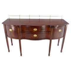MINT Brass Gallery Crotch Mahogany Serpentine Front Federal Sideboard Thomasvill