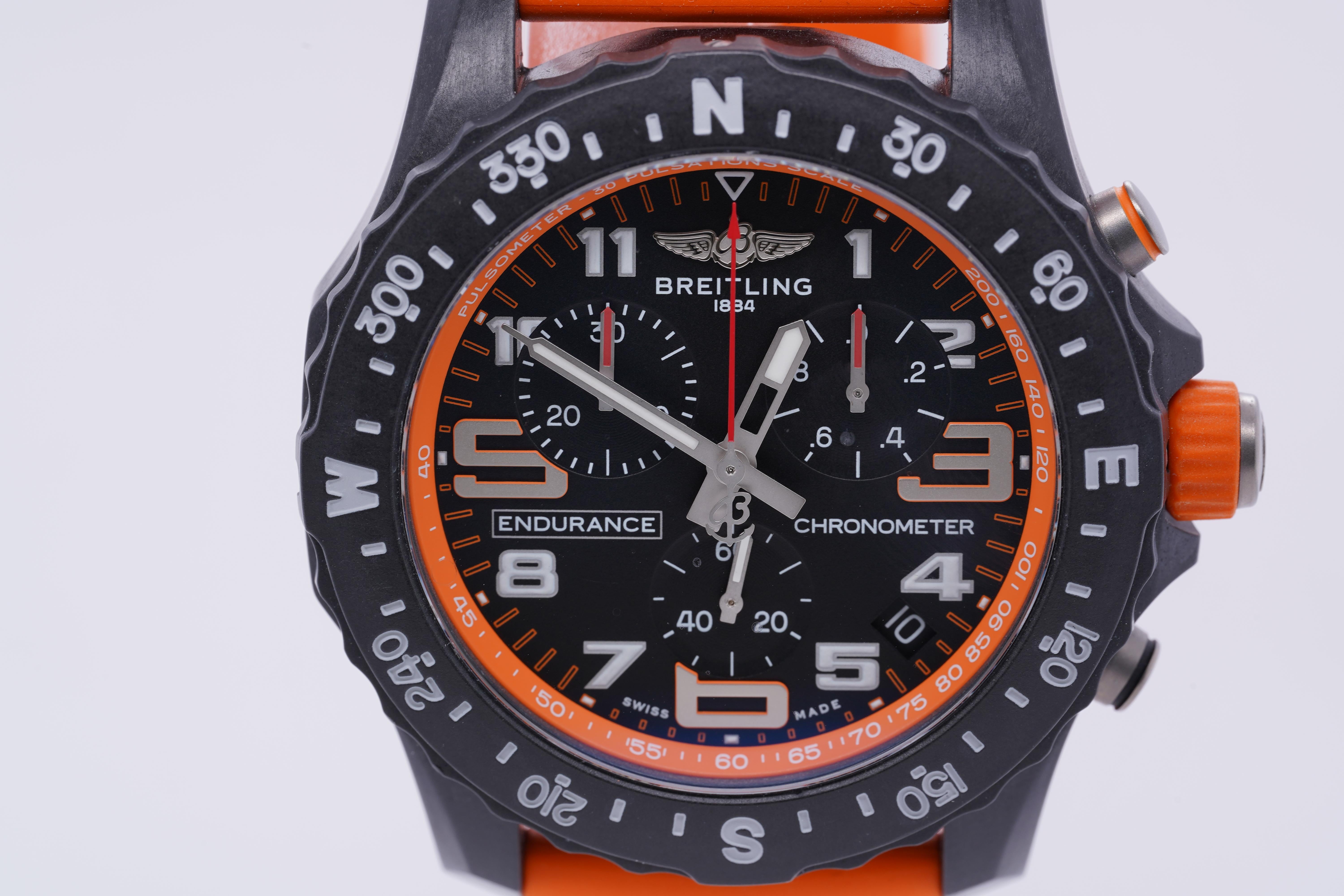 Breitling Endurance Pro Chronometer Black Dial Orange Strap X823100 3