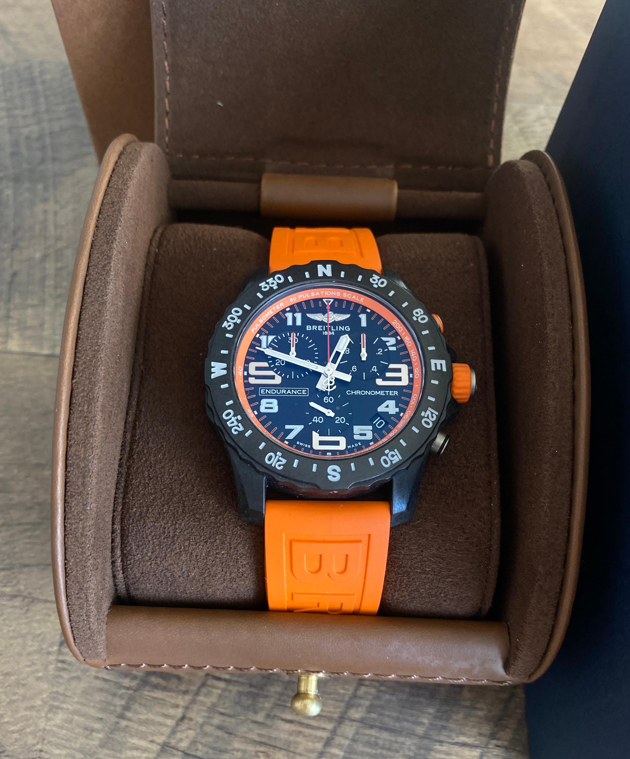 Breitling Endurance Pro Chronometer Black Dial Orange Strap X823100 1