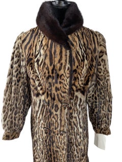 Mint Brezilian mature ocelot fur coat jacket Size 8/M