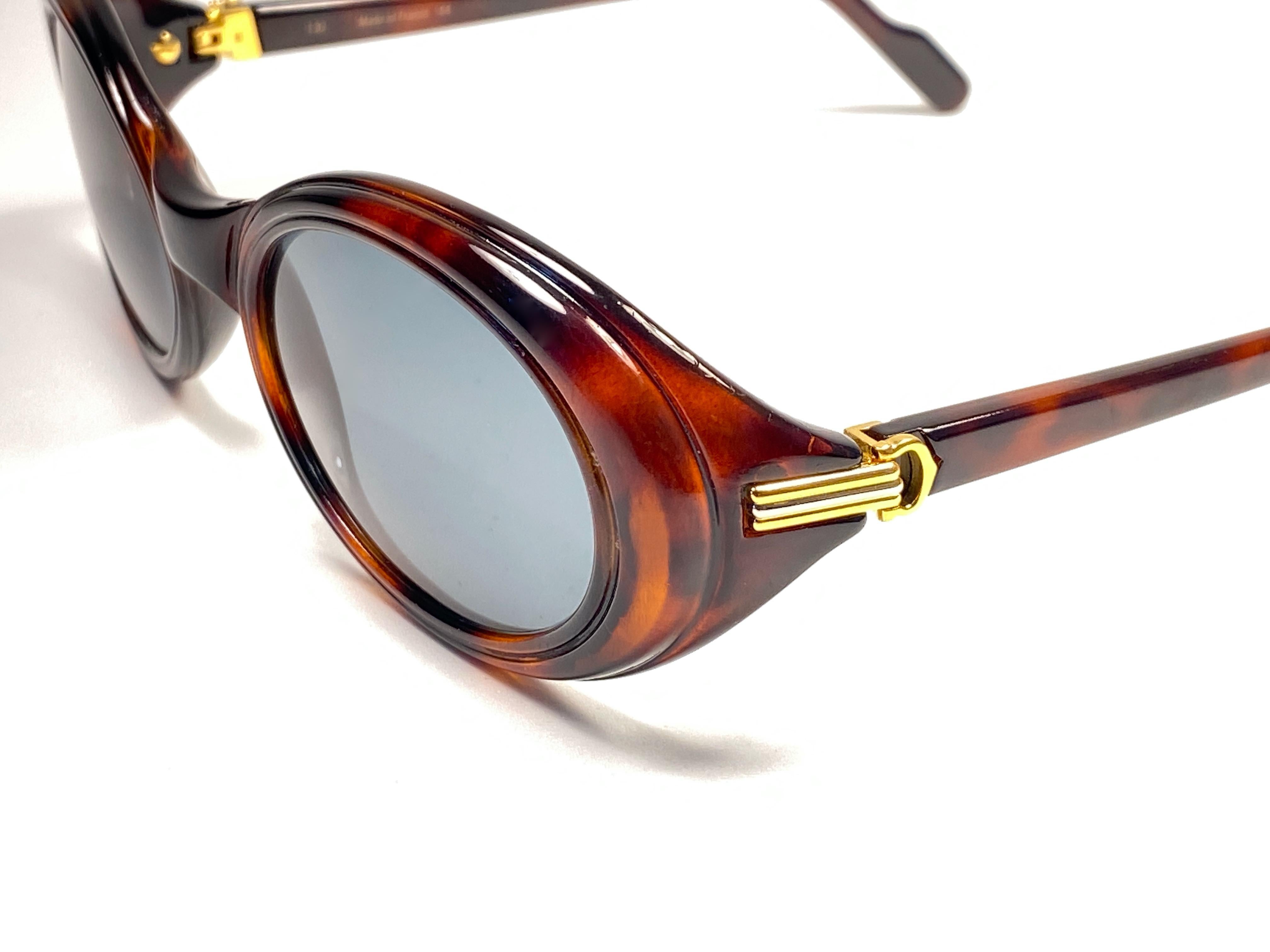 Mintfarbene Cartier Frisson Schildpatt 8k vergoldete Akzente 1990 Sonnenbrille 53mm Frankreich im Angebot 1