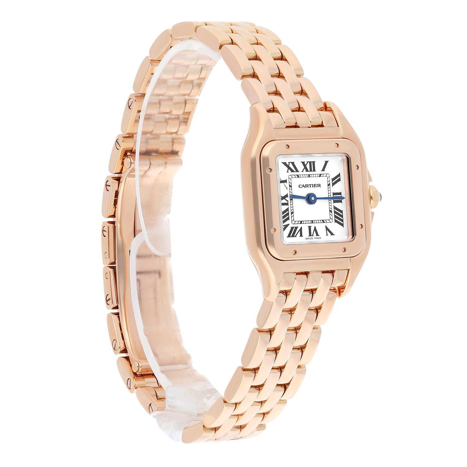 Modern MINT Cartier Panthere Small WGPN0006 18K Rose Gold Ladies Watch Box & Papers For Sale