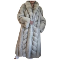 Mint chevron Norwegian fox fur coat 12/M