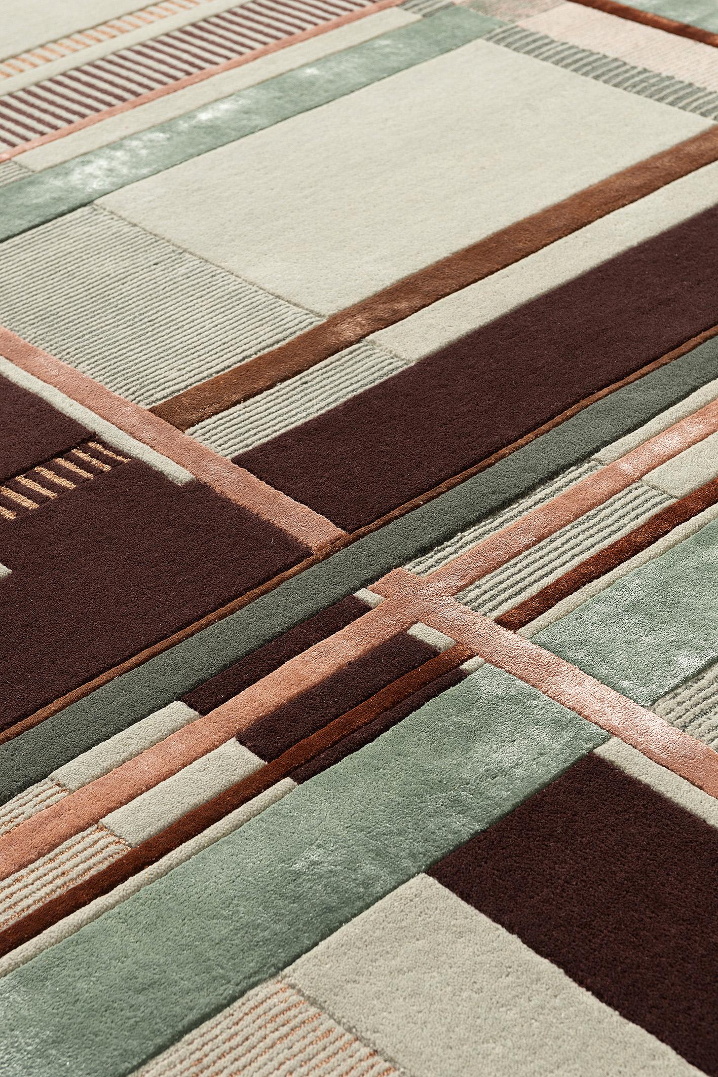 Norwegian Mint Chocolate Rug by Volver Studios For Sale