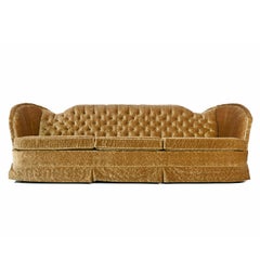 Neuwertiger Zustand Bronze Gold Velours getuftet gefächert Shell Art Deco Boudoir Sofa