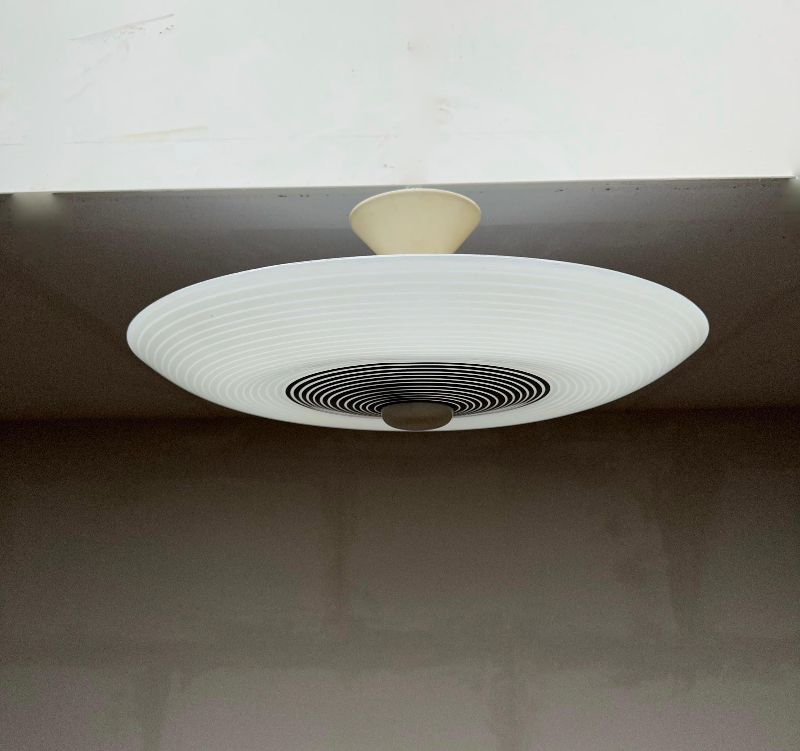 European Mint Condition Round Shape, Jazz Age Design Mid-Century Modernist Flush Mount For Sale