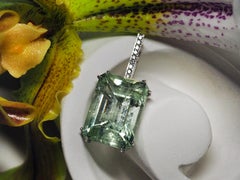 Mint Emerald Diamond Necklace Beryl white gold Green Gemstone Pendant Unisex art