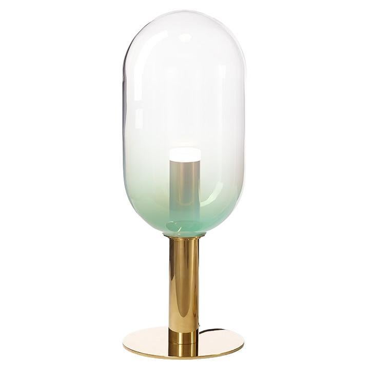 Mint / Gold Blown Crystal Glass Floor Lamp Phenomena by Dechem Studio for Bomma