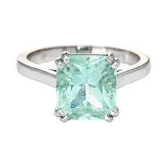 Mint Green 4ct Emerald Ring Gemstone Engagement 14k White Gold Estate Jewelry