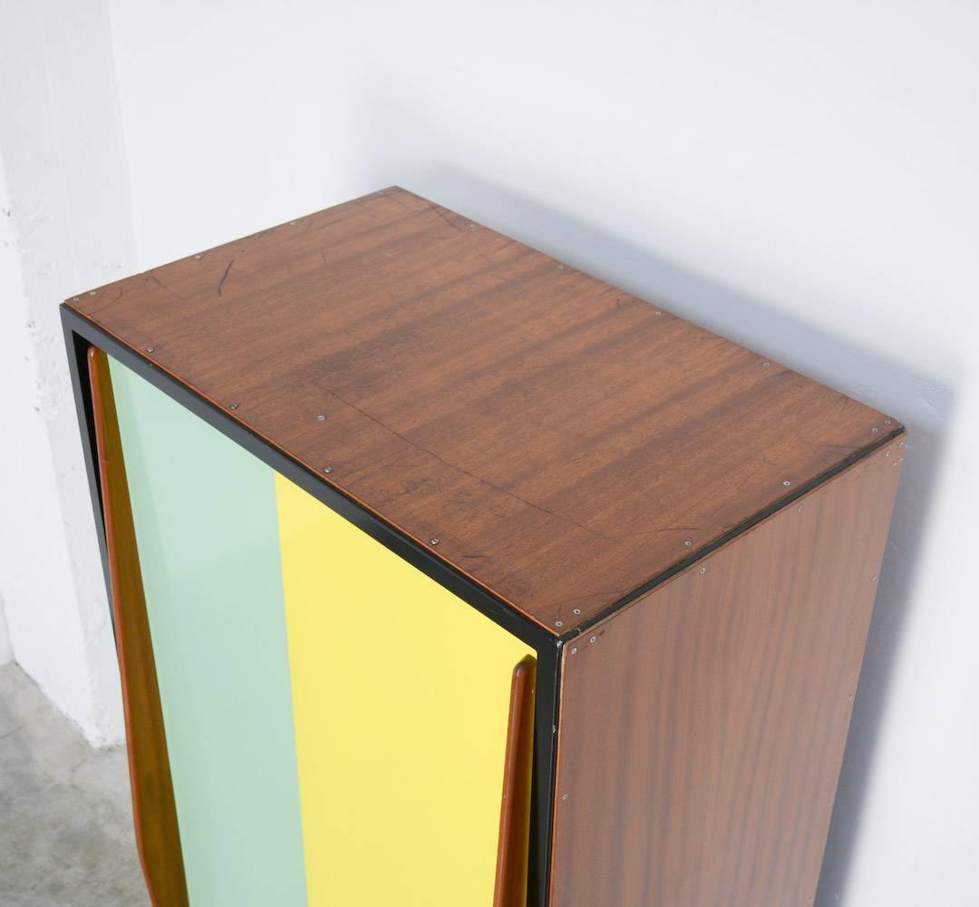 Mint Green and Yellow Wardrobe Cabinet by Willy Van Der Meeren 2