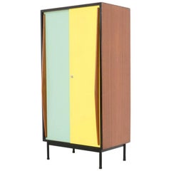 Mint Green and Yellow Wardrobe Cabinet by Willy Van Der Meeren
