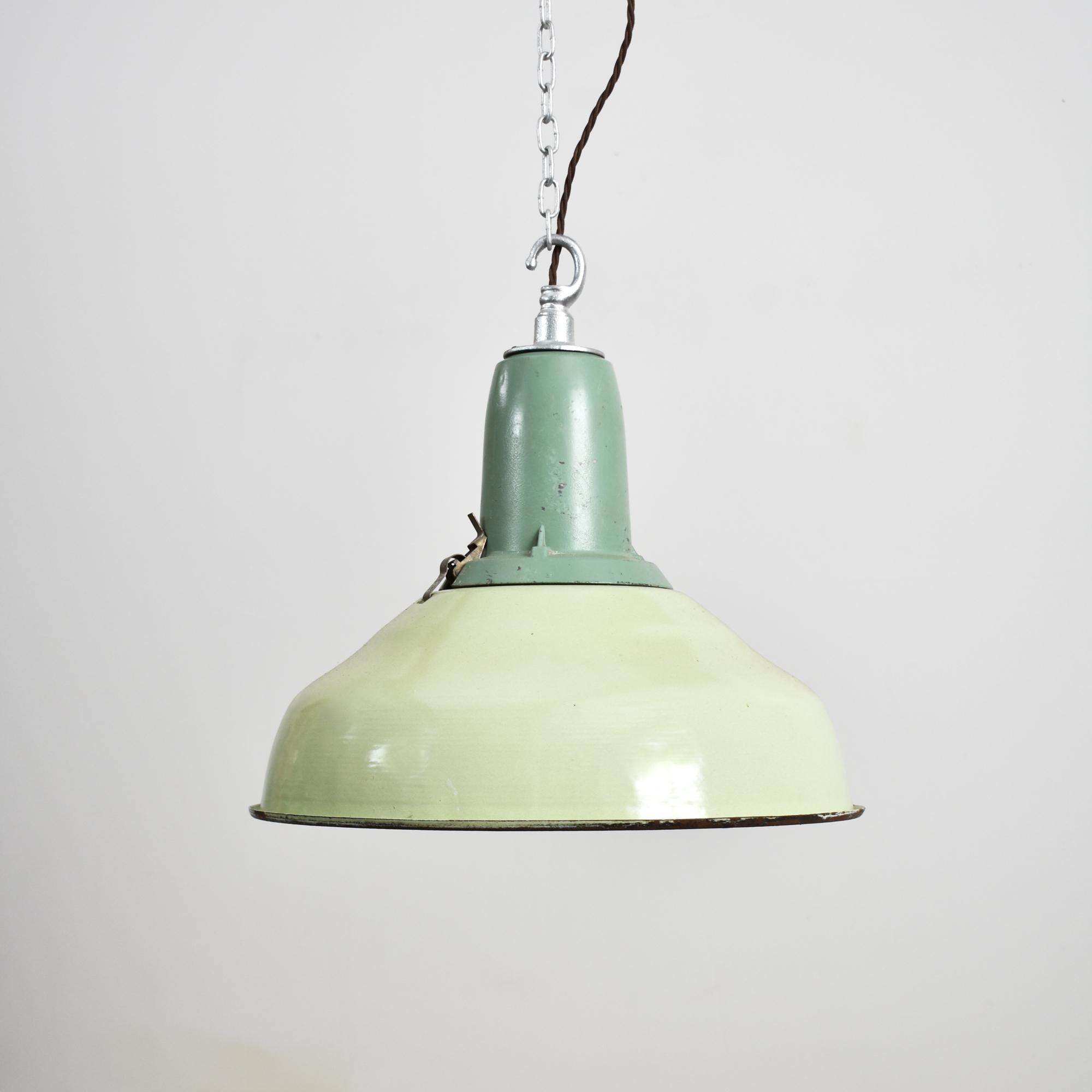 British Mint Green Antique Industrial Enamel Factory Warehouse Pendant Kitchen Light