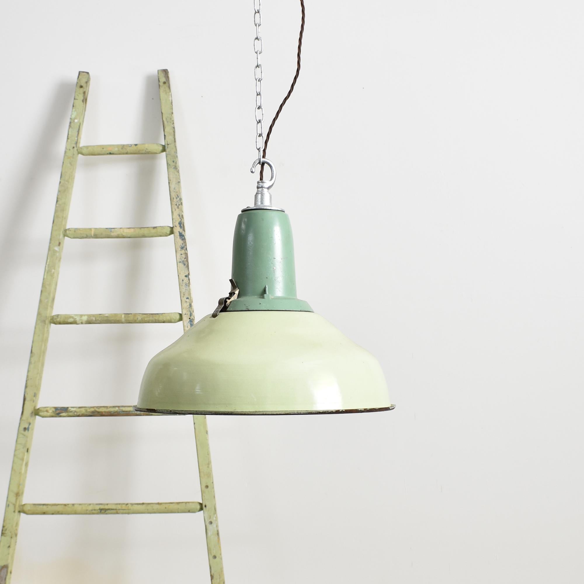Pressed Mint Green Antique Industrial Enamel Factory Warehouse Pendant Kitchen Light