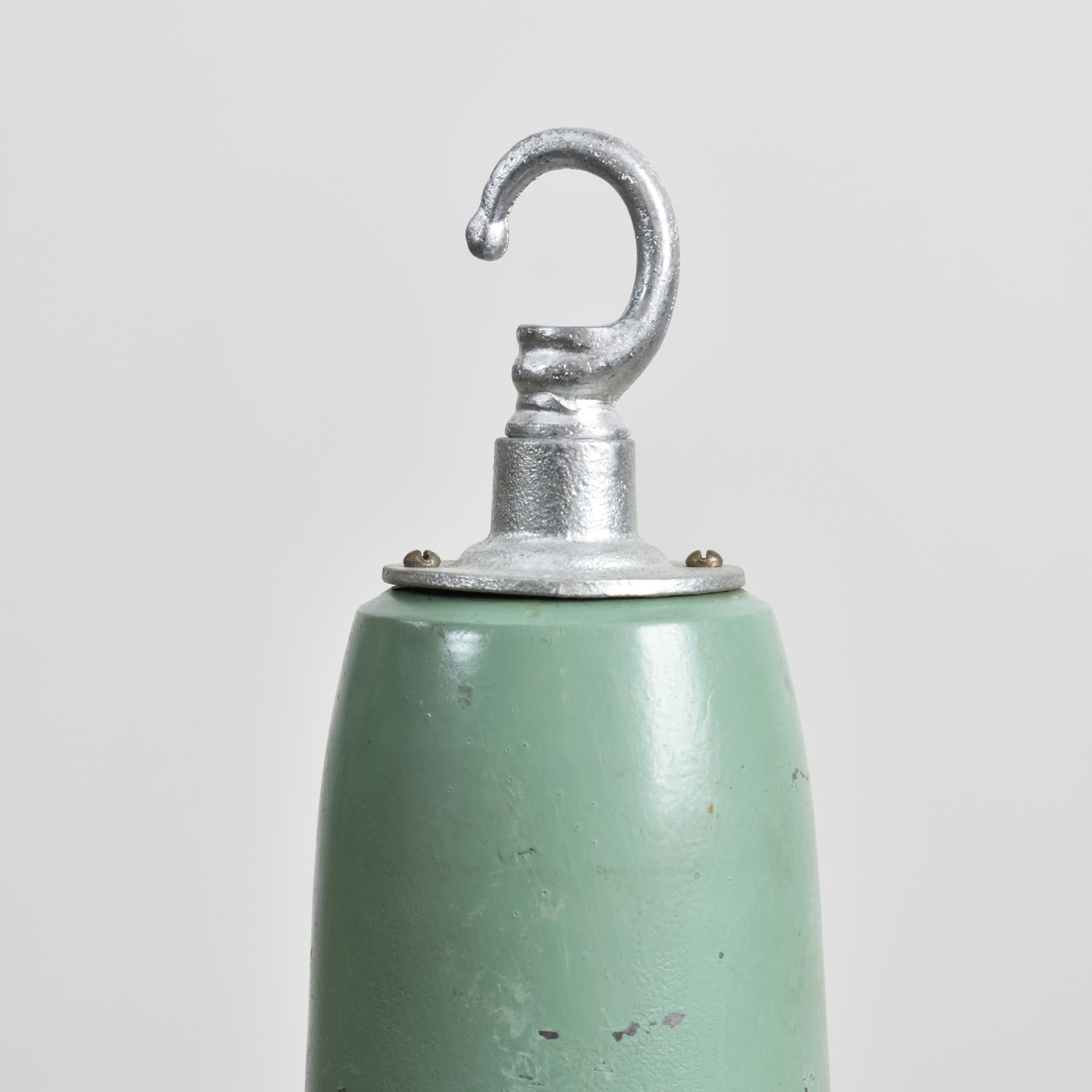 20th Century Mint Green Antique Industrial Enamel Factory Warehouse Pendant Kitchen Light