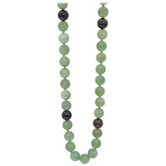 Mint Green Aventurine & Silver Bead Necklace 