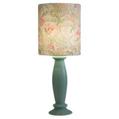Mint green ceramic table lamp from Porcelaines de Bruxelles in Memphis style.